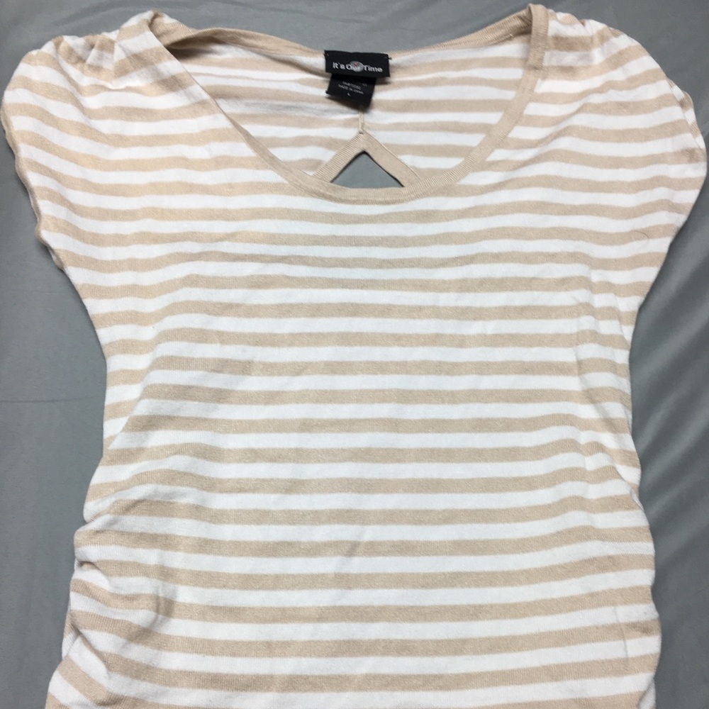 It’s Our Time Beige Striped Sweater